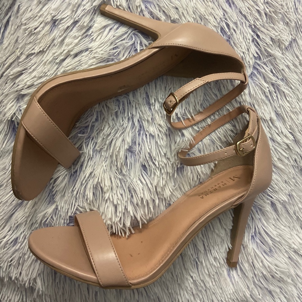 Tan nude open toe heels
